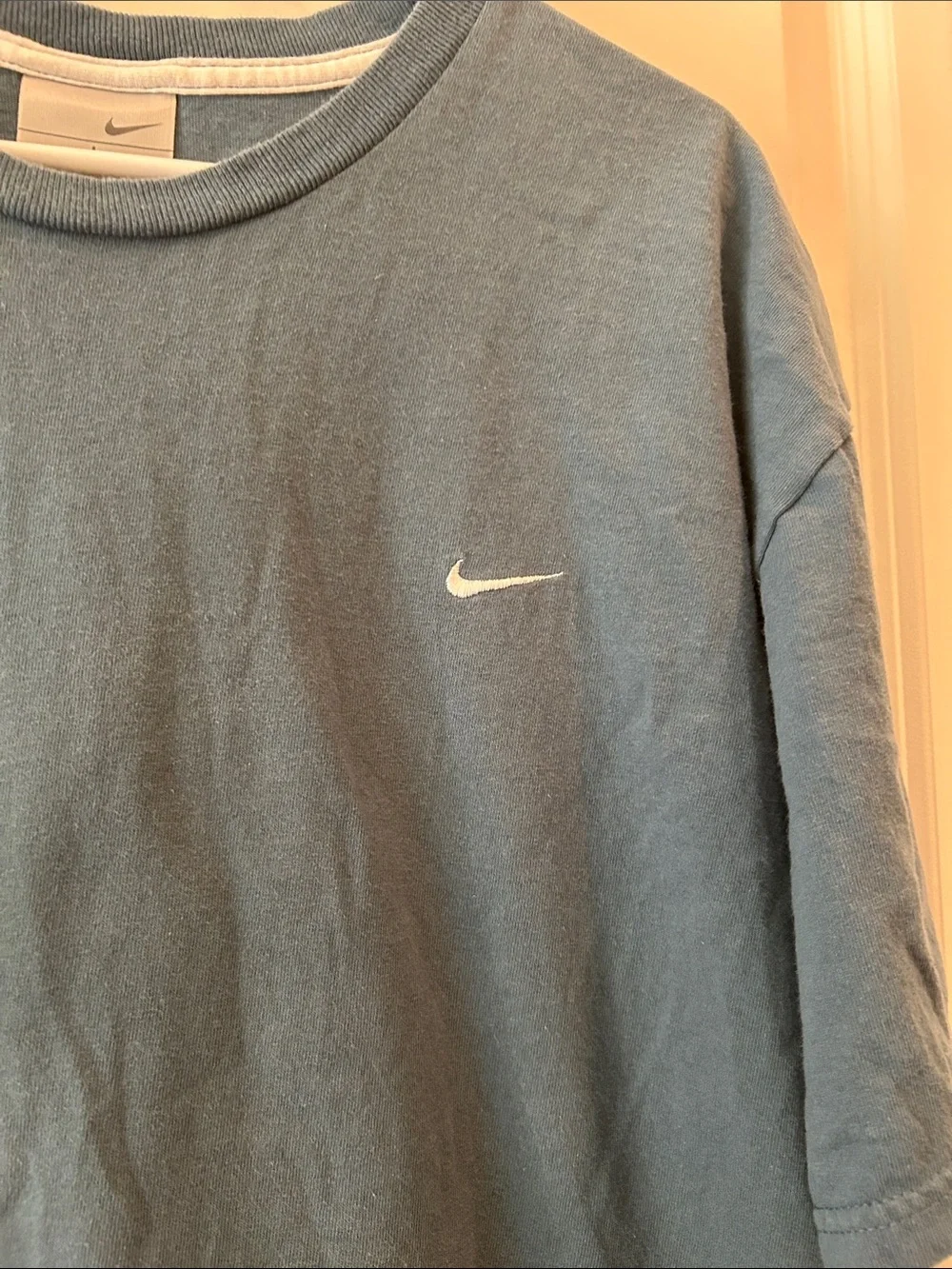 Nike Vintage 2007 Men's Embroidered Logo Short Sleeve Crew T-Shirt L Dusty Blue
